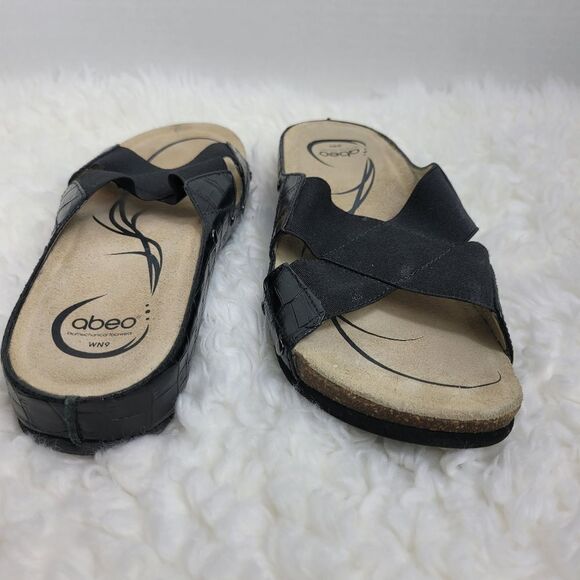 Abeo BIO System Sandals Womens Size 9 Footbed Coronado Croc Embossed Black - Picture 8 of 10